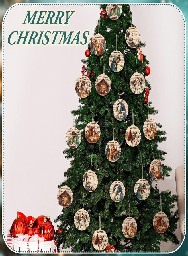 Colingmill 24 Pcs Christmas Nativity Ornaments Religious Catholic Gifts Watercolor Manger Scene Nativity Music Sheet Holy Family Ornaments The Birth of Jesus Story Decor for Christmas Tree Decor - Image 5
